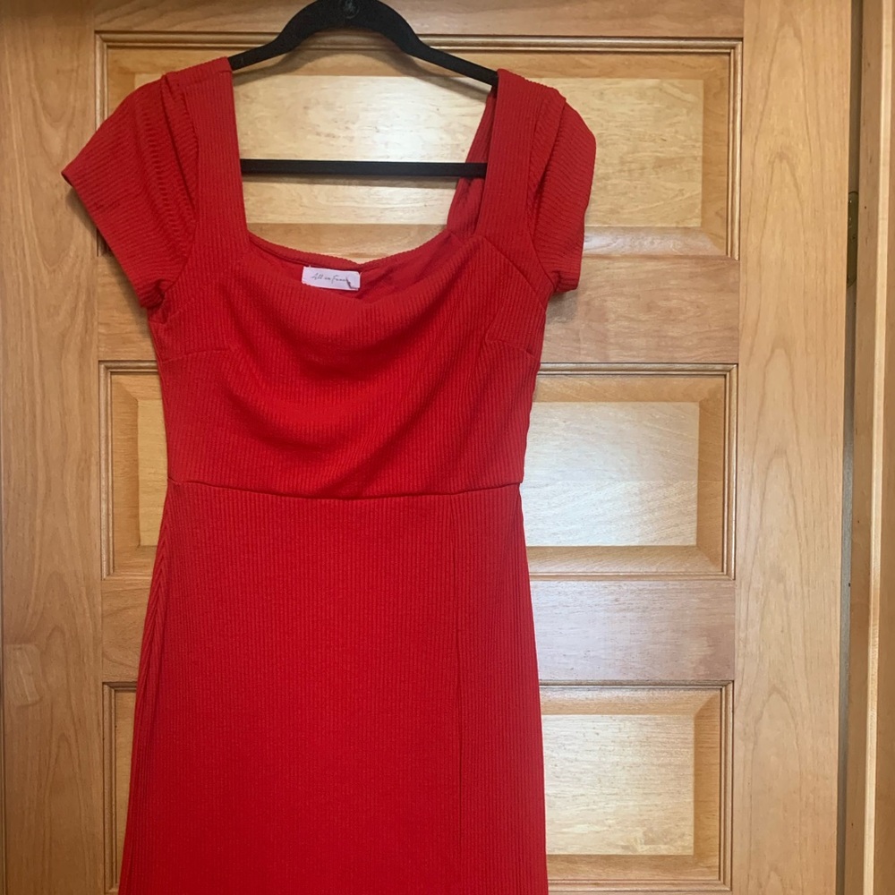 Medium Red Midi Dress “All in Favor” Brand